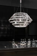 Kika diamond pendant stainless steel and white finish 67cm. Terzani. Kika diamond pendant stainless steel and white finish 67cm. Terzani.