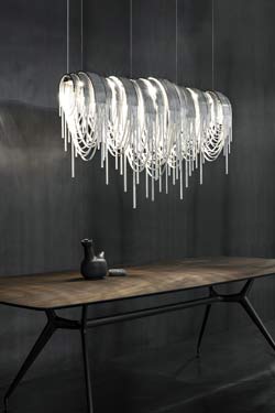 Atlantis silver draped chandelier 150cm. Terzani. 