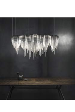 Atlantis silver draped chandelier 150cm. Terzani. 