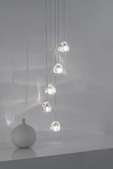 Mizu suspension 5 lumières de cristal argenté. Terzani. Mizu suspension 5 lumières de cristal argenté. Terzani.