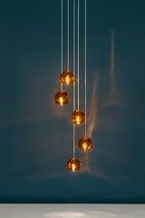 Mizu suspension 5 lumières en cristal cognac. Terzani. Mizu suspension 5 lumières en cristal cognac. Terzani.