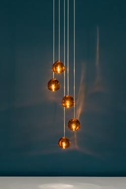 Mizu 5-light pendant in cognac crystal. Terzani. 