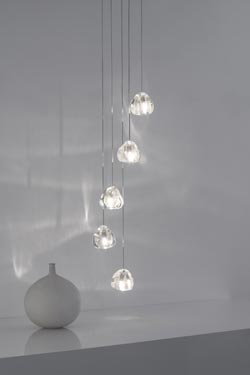 Mizu 5-light pendant in silver crystal. Terzani. 