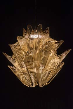 Moiré draped  pendant  with gilded metal grids. Terzani. 