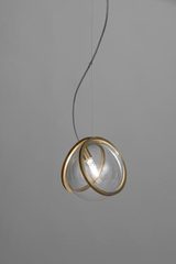 Pug pendant light in brass and clear glass. Terzani. 
