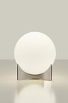 Oscar white glass globe table lamp with brushed nickel base. Terzani. 