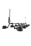 Black Pendant horizontal suspension, with 12 Bolt lamps. Tonone. 