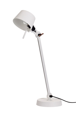 Large Bolt Desk lamp with one arm only, and a steel base. Pure white.. Tonone. 