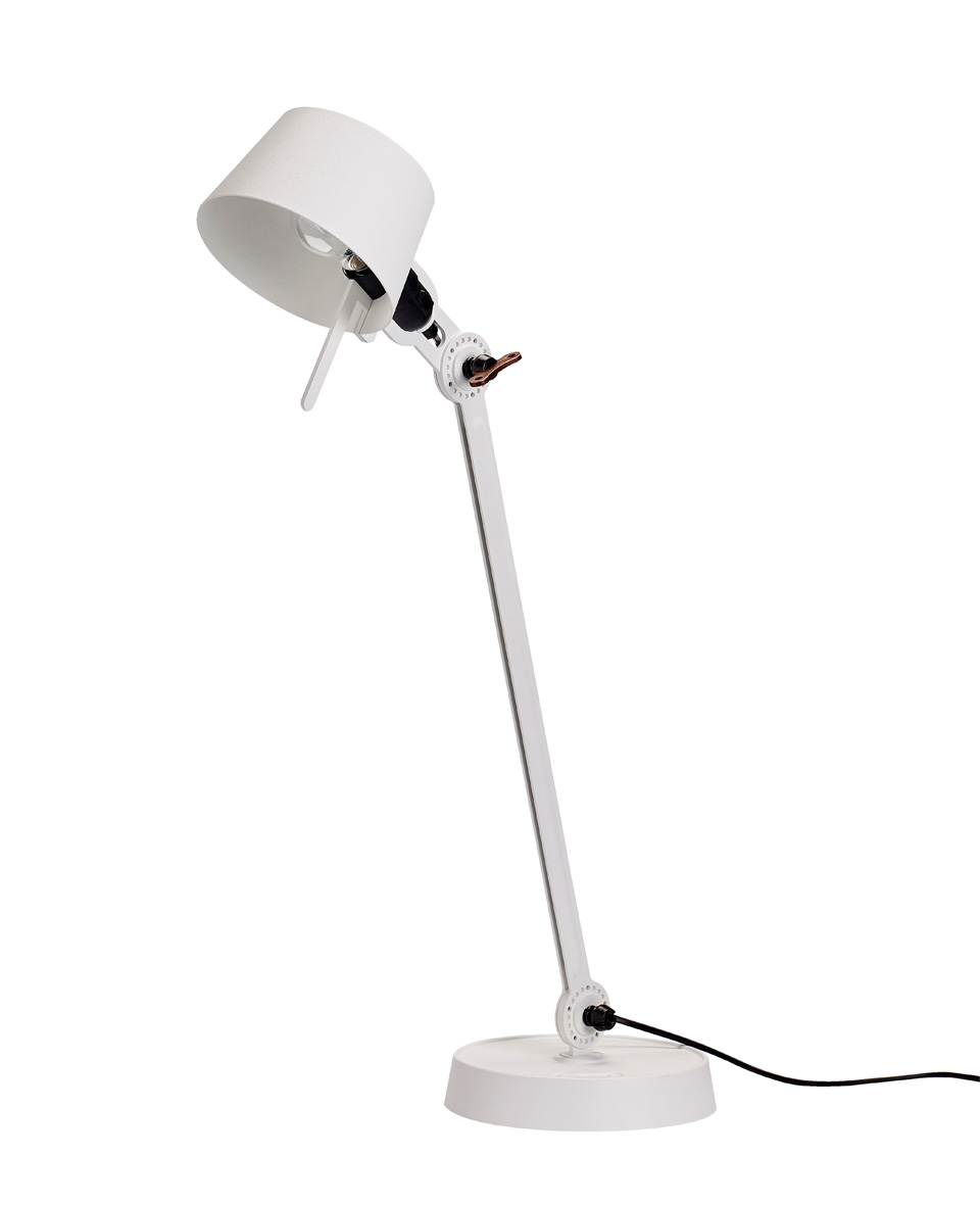 Large Bolt Desk lamp with one arm only, and a steel base. Pure white.. Tonone. 