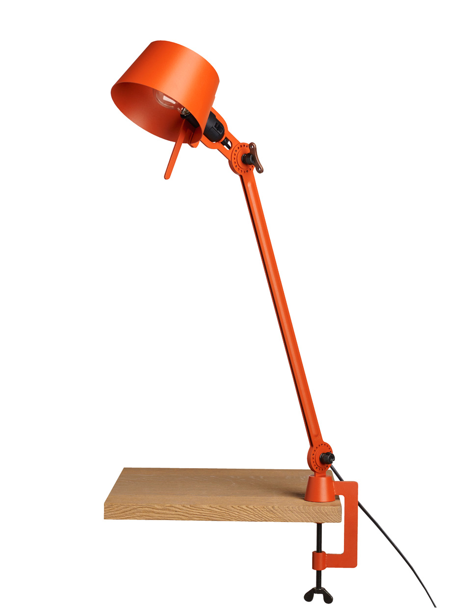 Large Bolt Desk lamp with one arm only, and a vice clamp. Bright Orange.. Tonone. 