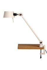 Large Bolt Desk lamp with one arm only, and a vice clamp. Creme white.. Tonone. 