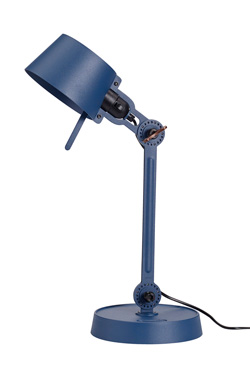 Small Bolt Desk lamp with one small arm, and a steel base. Blue.. Tonone. 
