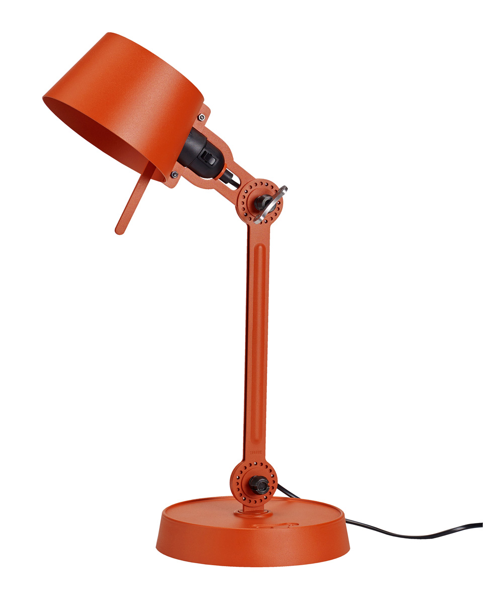 Small Bolt Desk Lamp With One Arm Only And A Base Bright Orange