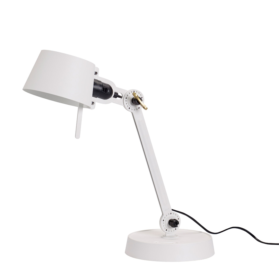 Small Bolt Desk lamp with one arm only and a base. Pure white