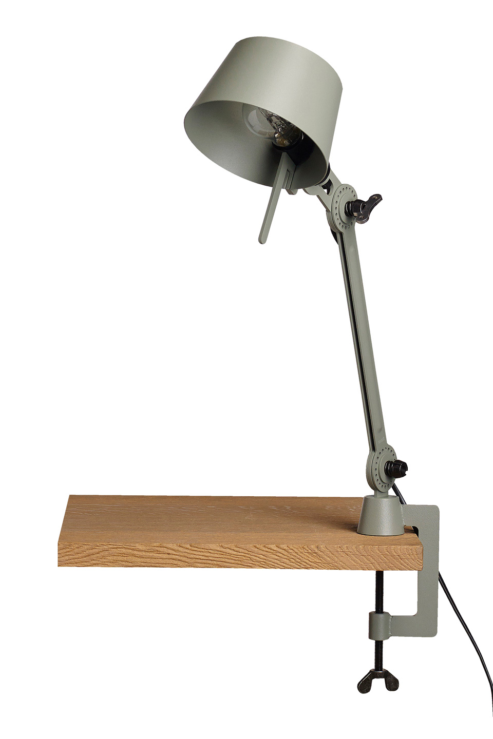 Small Bolt Desk Lamp With One Arm Only And A Vice Clamp Khaki