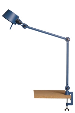 Desk lamp with two arms, in blue metal Bolt Desk. Tonone. 