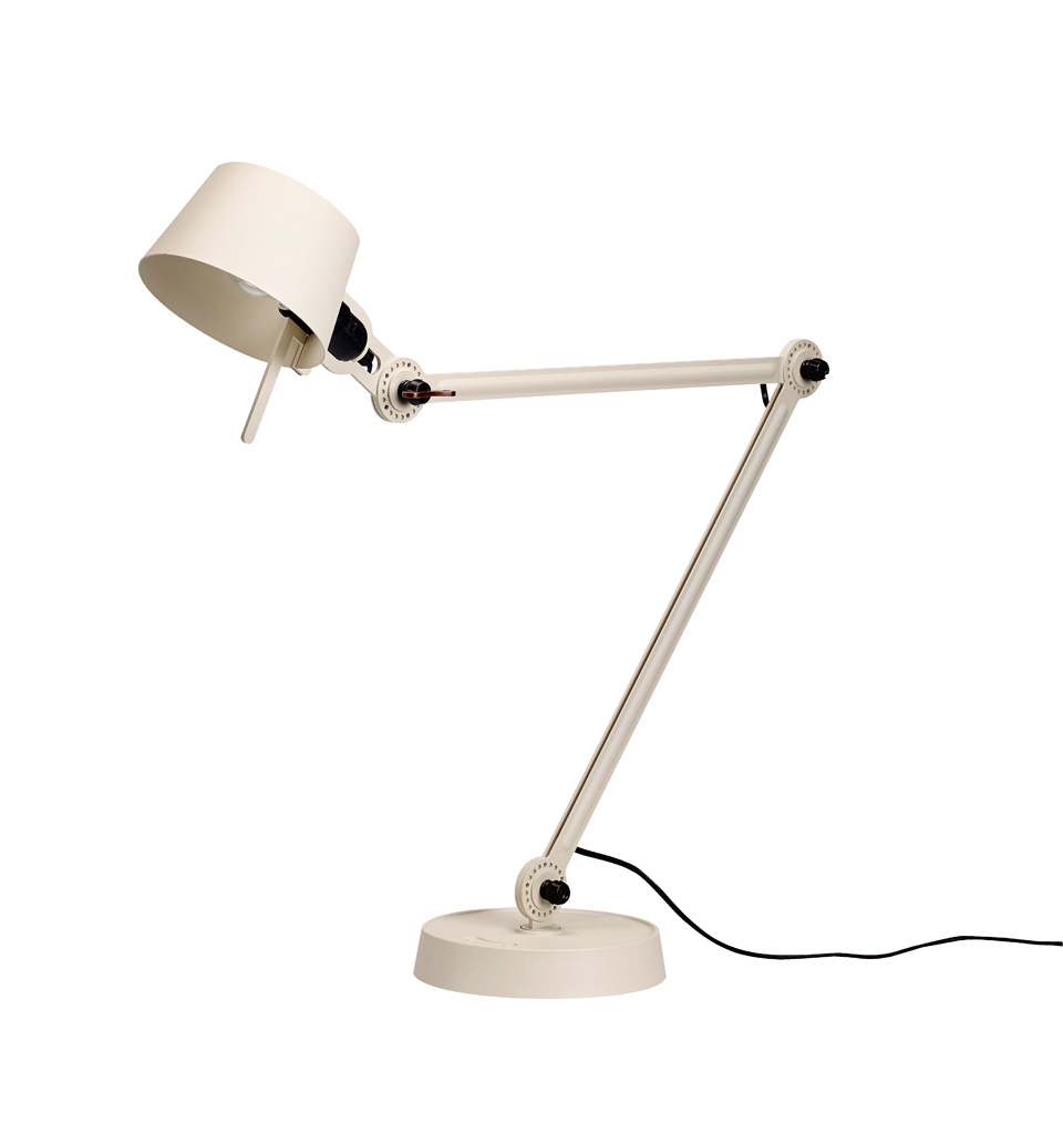 Desk lamp with two arms, in crème metal Bolt Desk. Tonone. 