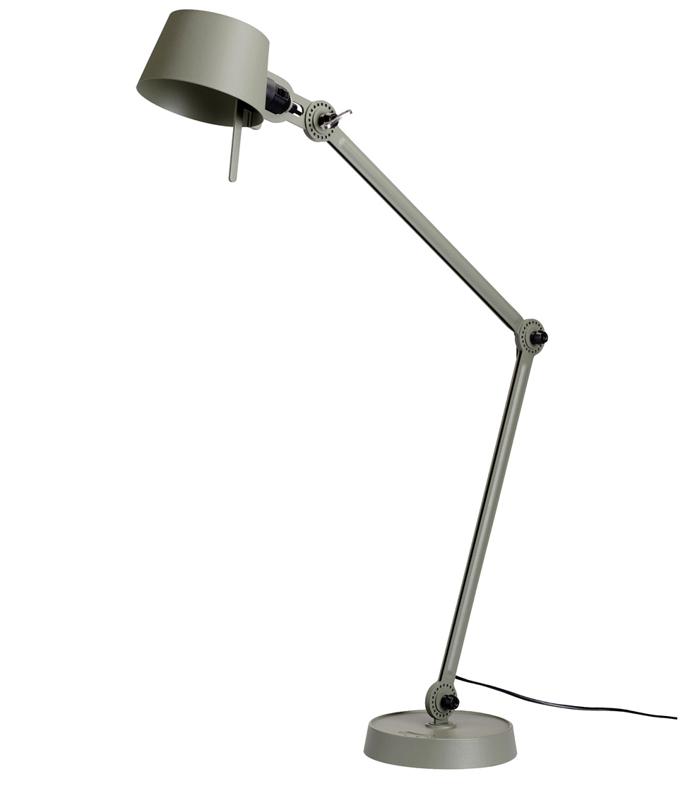 Desk lamp with two arms, in moss-green metal Bolt Desk. Tonone. 