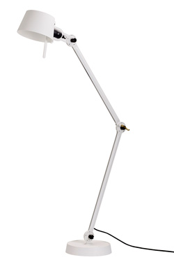 Desk lamp with two arms, in pure white metal Bolt Desk. Tonone. 