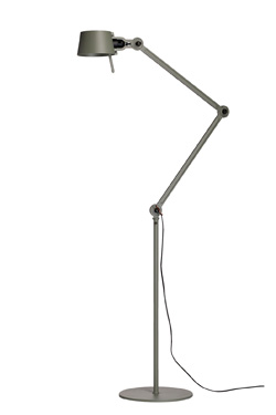 Large moss green floorlamp Bolt with orientable shade and hinged armes. Tonone. 