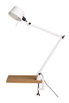 Lampe de bureau blanche style industriel Bolt Desk sur une pince étau. Tonone. 