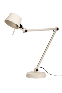 Lampe de bureau ou d'atelier écru sur pince-étau en métal massif