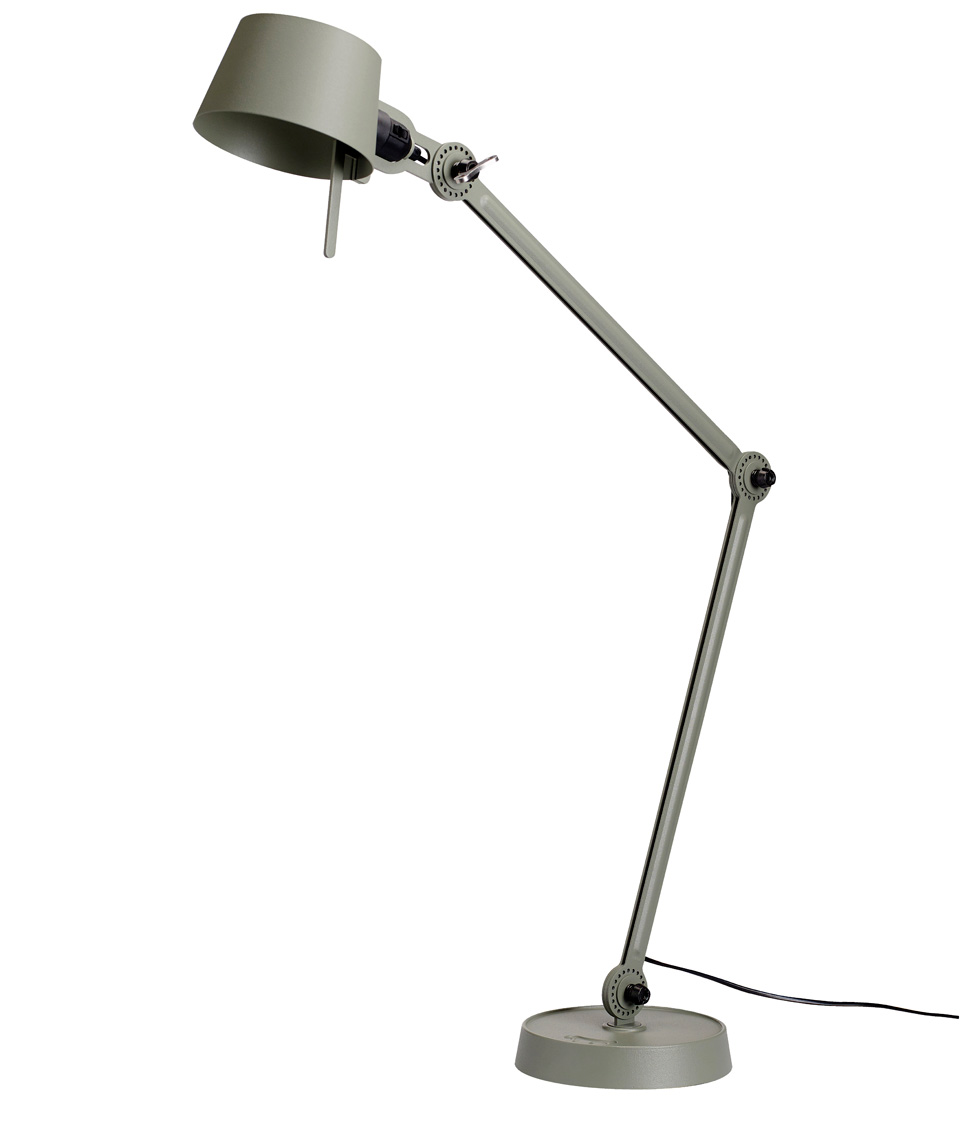 Lampe de bureau ou d'atelier écru sur pince-étau en métal massif