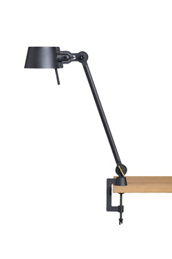 Lampe de bureau ou d'atelier écru sur pince-étau en métal massif