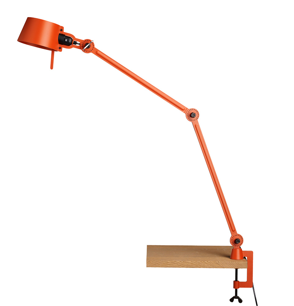 Lampe de bureau sur pince-étau en métal orange Bolt Desk