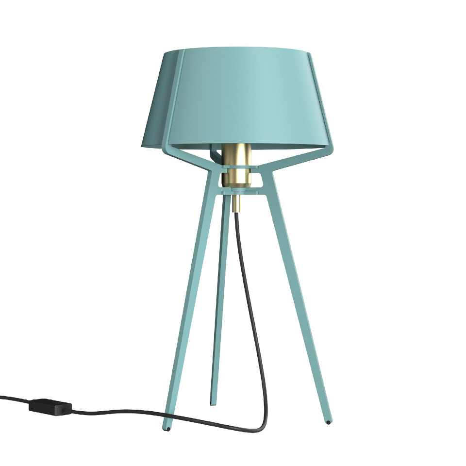 Lampe de table en métal bleu glacier Bella. Tonone.  Lampe de table en métal bleu glacier Bella. Tonone.
