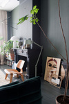Large moss green floorlamp Bolt with orientable shade and hinged armes. Tonone. 