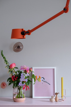 Bolt orange double arm articulated ceiling light. Tonone. 