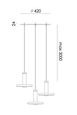 Beads suspension noire ronde 3 lumières. Tonone. 