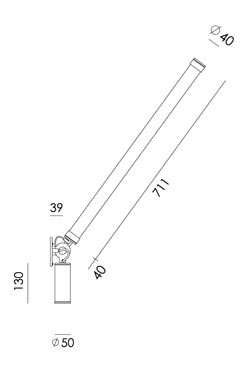 Mr Tubes contemporary black LED wall lamp with external driver. Tonone. 