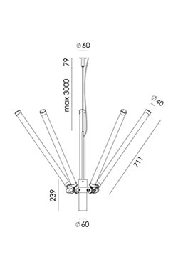 Mr Tubes white pendant 5 LED lights tubes. Tonone. 