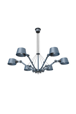 Lustre industriel 6 bras bleu Bolt. Tonone. 