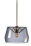 Large Atlas suspension with smocked glass shade. Tonone. 