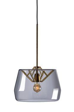 Small Atlas pendant lamp, with smocked glass shade. Tonone. 