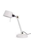 Petite lampe de bureau blanche Bolt Desk esprit atelier en acier grainé sur socle acier. Tonone. 