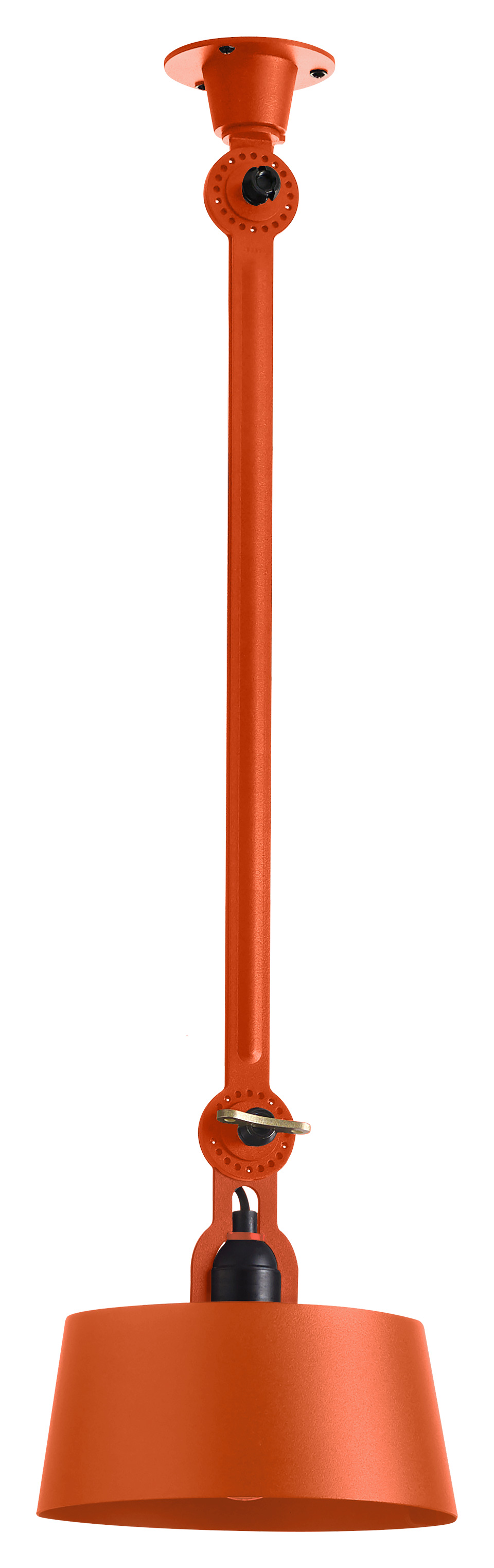 Plafonnier en acier grainé orange Bolt à un bras et attache verticale . Tonone. 