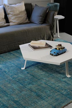 Tapis de salon Voyage turquoise 200x300cm. Toulemonde Bochart. 