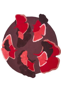 Tapis rond rouge Opéra Ginkgo 285X257cm. Toulemonde Bochart. 