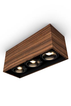 Mini spot 3 lights in rosewood 32x12cm. Trilum. 