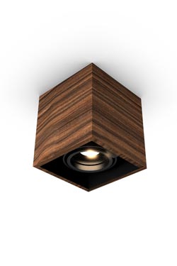 Mini spot 1 light rosewood cube 11x11cm. Trilum. 