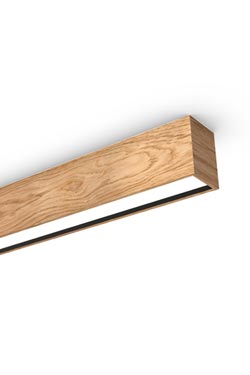 WoodLED Linus rectangular oak ceiling lamp 110cm. Trilum. 