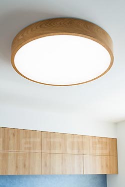 Woodled Round Round Ceiling Lamp In Oak 60cm Trilum Plafonnier