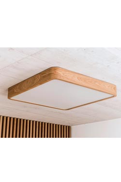 60cm square oak ceiling light. Trilum. 