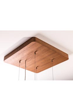 WoodLED 120cm square oak pendant. Trilum. 