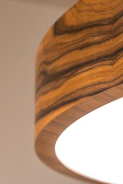 WoodLED round oak pendant 90cm. Trilum. 