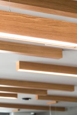 WoodLED Linus rectangular oak ceiling lamp 160cm. Trilum. 